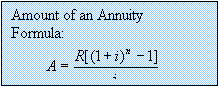 Text Box: Amount of an Annuity Formula:
         
